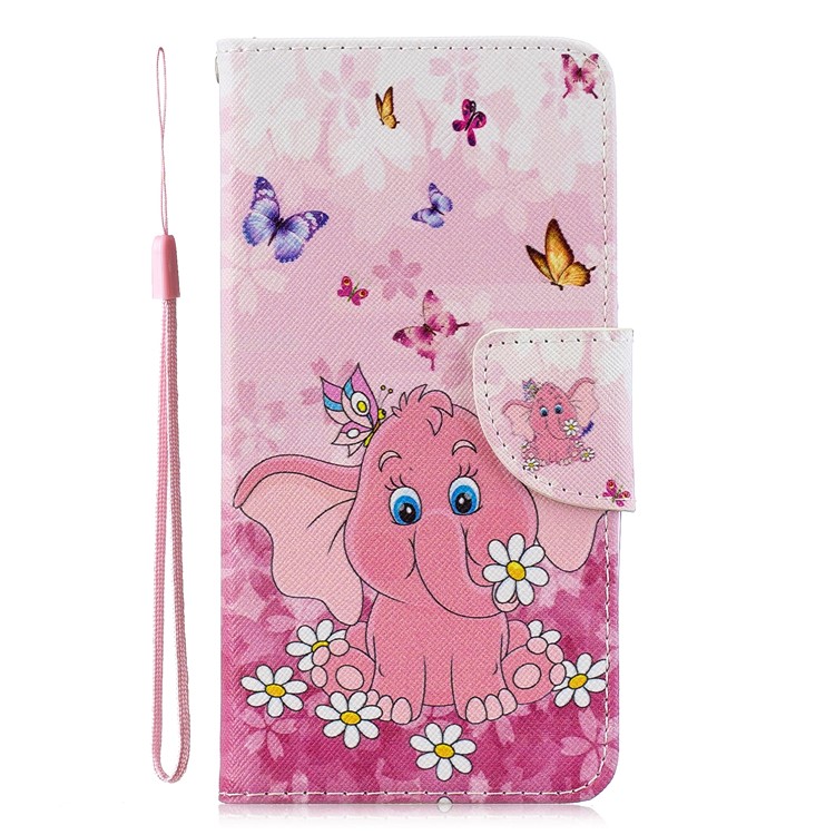 Pattern Printing Leather Stand Wallet Phone Casing for Xiaomi Mi CC9/Mi CC9 Meitu Edition/Mi A3 Lite - Pink Elephant-4