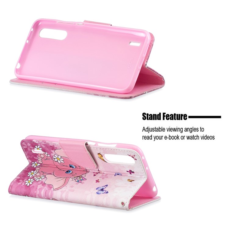 Pattern Printing Leather Stand Wallet Phone Casing for Xiaomi Mi CC9/Mi CC9 Meitu Edition/Mi A3 Lite - Pink Elephant-5