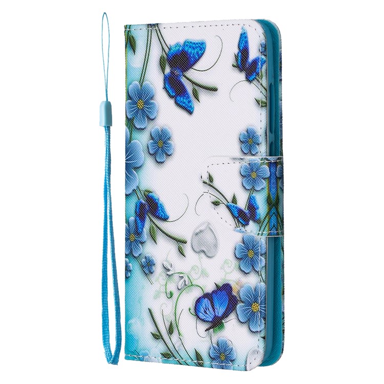 Pattern Printing Leather Stand Wallet Phone Case for Xiaomi Mi CC9e/Mi A3 - Blue Flower and Butterfly-2