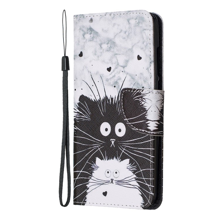 Pattern Printing Leather Stand Wallet Phone Case for Xiaomi Mi CC9e/Mi A3 - Black and White Cat-2