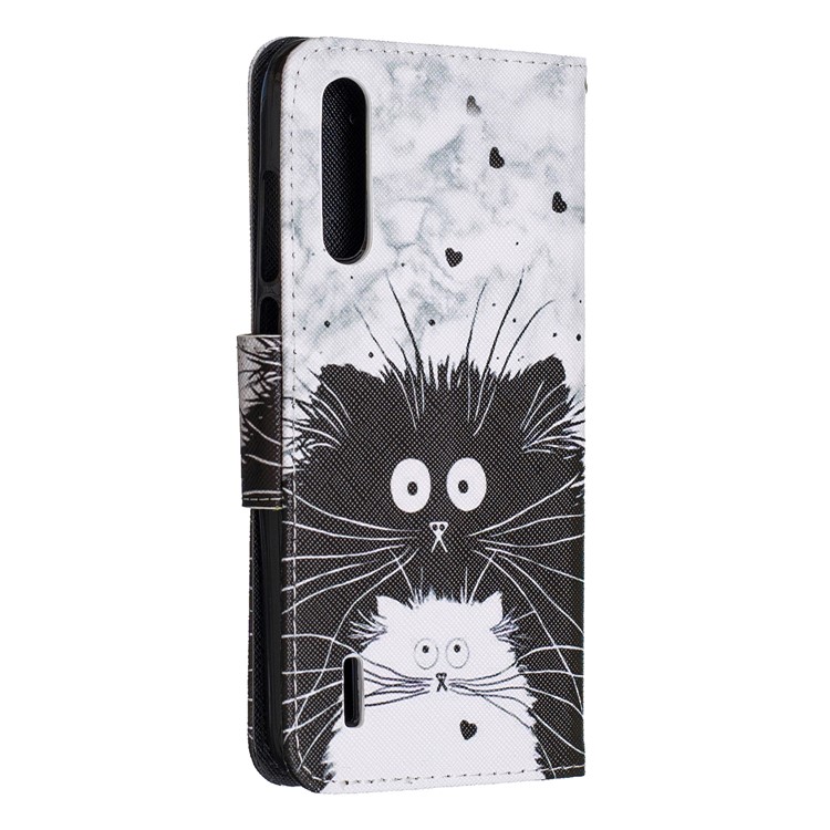 Pattern Printing Leather Stand Wallet Phone Case for Xiaomi Mi CC9e/Mi A3 - Black and White Cat-3