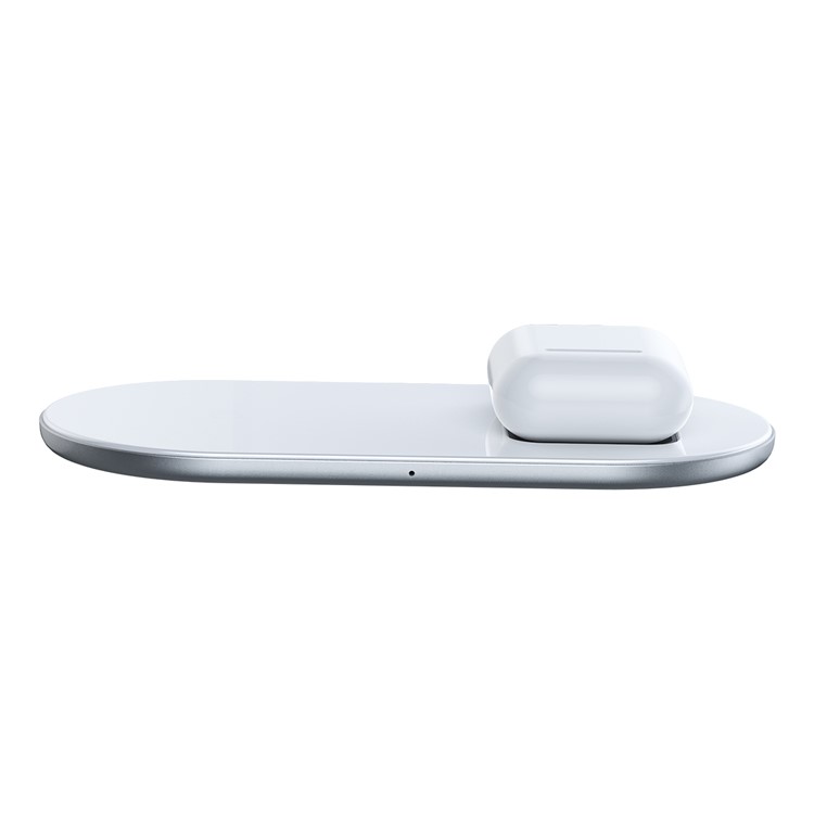 BASEUS 2-in-1 Qi Wireless Charger 15W Charger Station for iPhone Airpods etc. - White-2