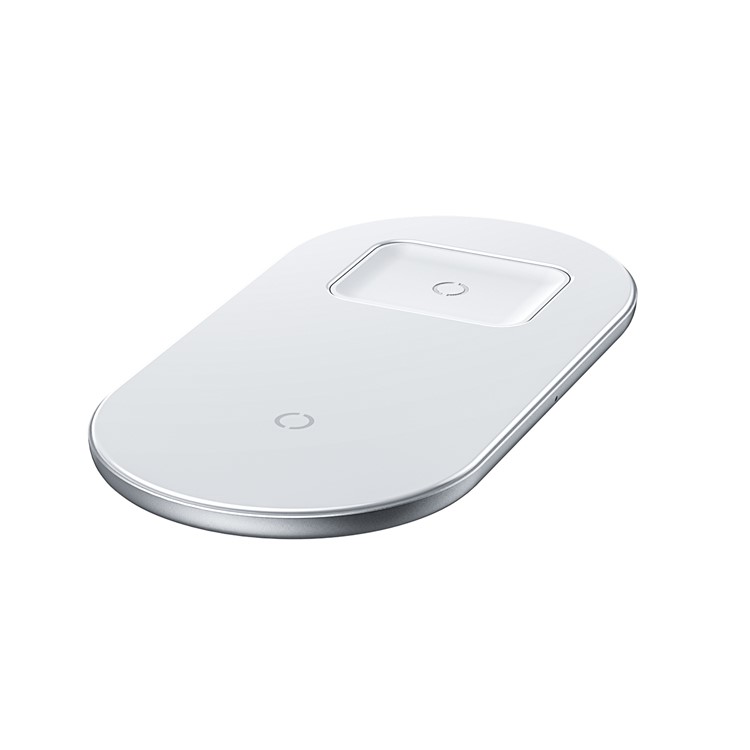 BASEUS 2-in-1 Qi Wireless Charger 15W Charger Station for iPhone Airpods etc. - White-3
