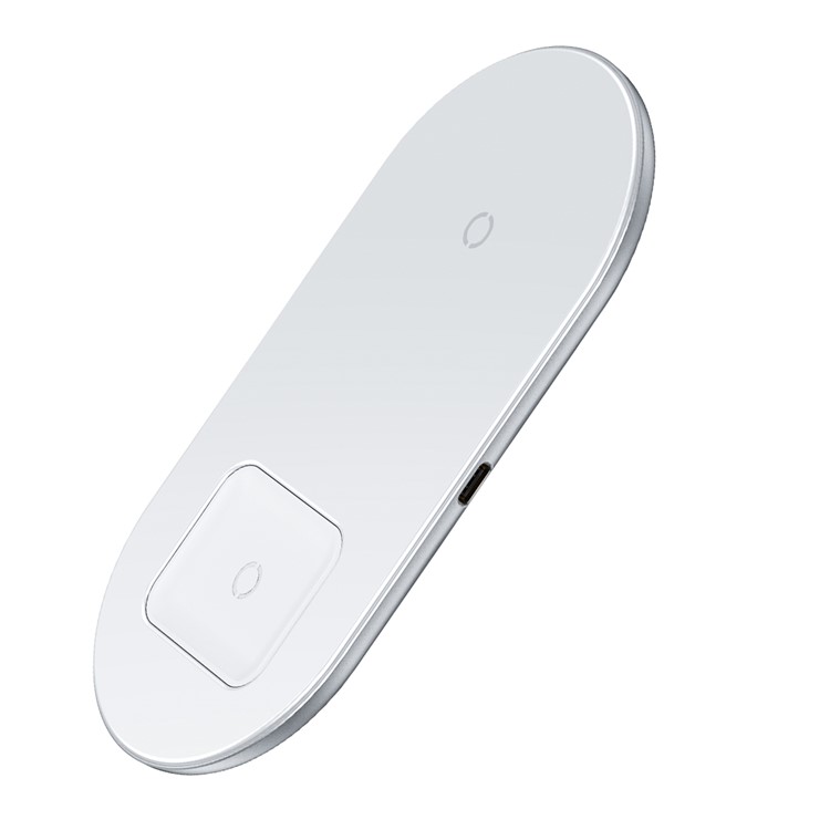 BASEUS 2-in-1 Qi Wireless Charger 15W Charger Station for iPhone Airpods etc. - White-6