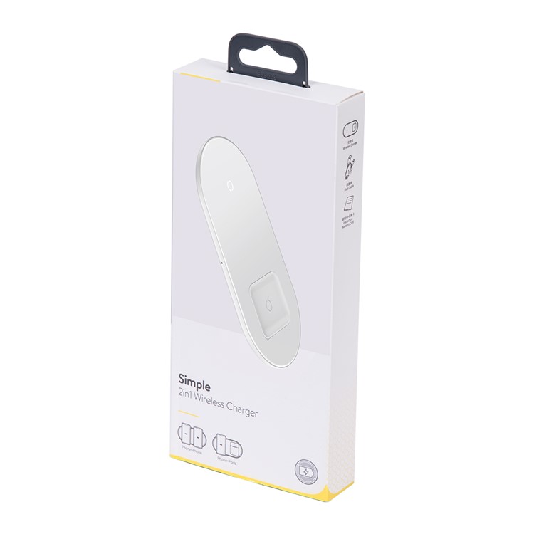 BASEUS 2-in-1 Qi Wireless Charger 15W Charger Station for iPhone Airpods etc. - White-8