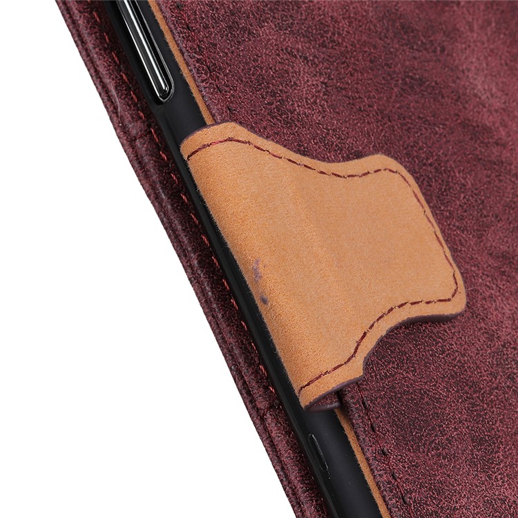 Vintage Style Leather Wallet Case for Xiaomi Redmi Note 8 - Wine Red-11