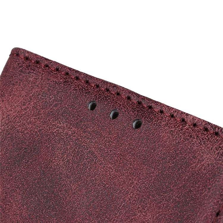 Vintage Style Leather Wallet Case for Xiaomi Redmi Note 8 - Wine Red-9