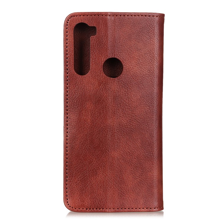 Litchi Skin Auto-absorbed Split Leather Cell Casing for Xiaomi Redmi Note 8 - Brown-7