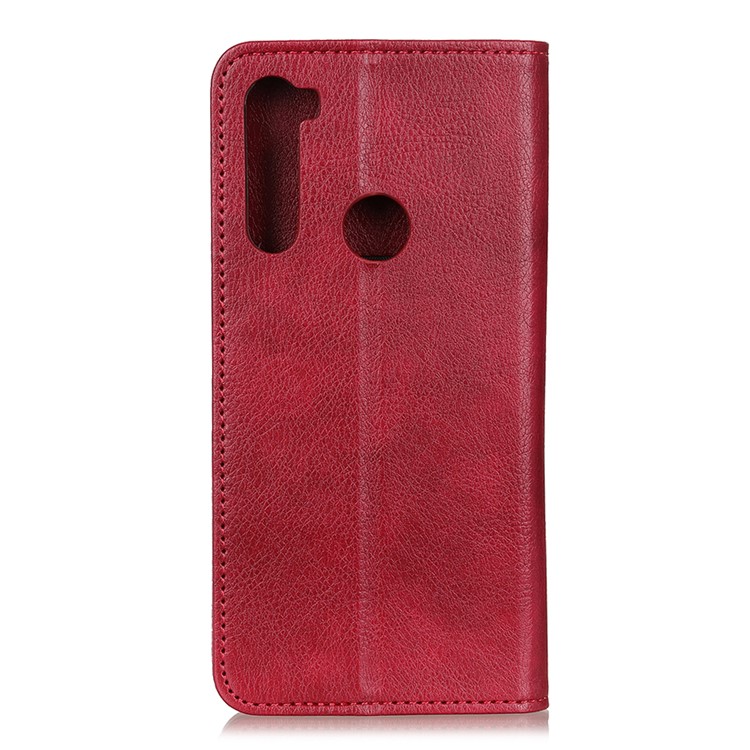 Litchi Skin Auto-absorbed Split Leather Cell Casing for Xiaomi Redmi Note 8 - Red-7