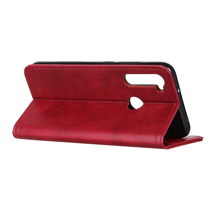 Litchi Skin Auto-absorbed Split Leather Cell Casing for Xiaomi Redmi Note 8 - Red-8