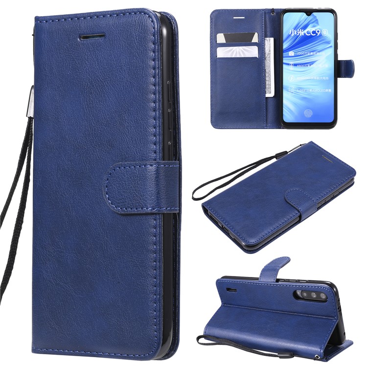 PU Leather + TPU Wallet Stand Phone Shell for Xiaomi Mi CC9e / Mi A3 - Blue-1