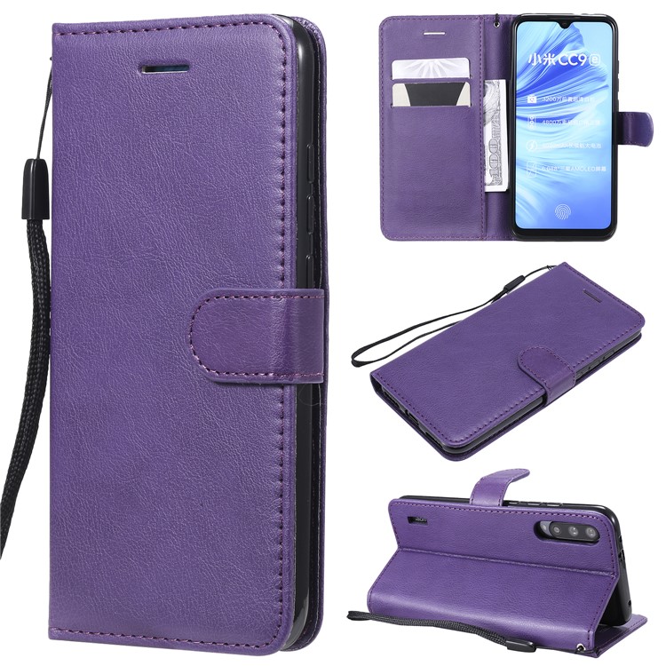 PU Leather + TPU Wallet Stand Phone Shell for Xiaomi Mi CC9e / Mi A3 - Purple-1
