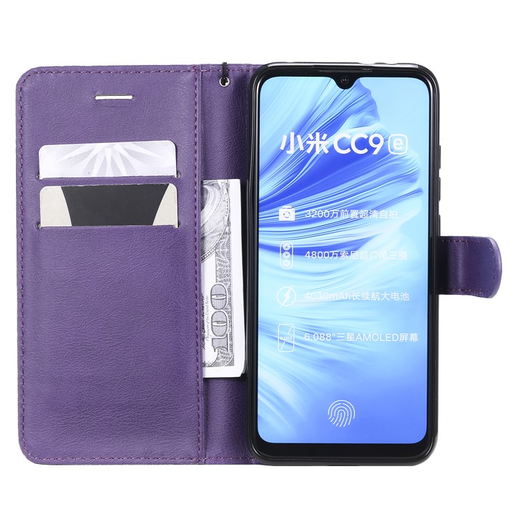 PU Leather + TPU Wallet Stand Phone Shell for Xiaomi Mi CC9e / Mi A3 - Purple-4