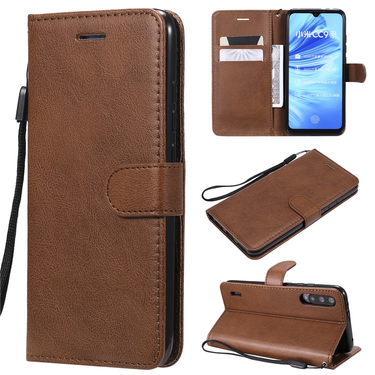 PU Leather + TPU Wallet Stand Phone Shell for Xiaomi Mi CC9e / Mi A3 - Brown-1