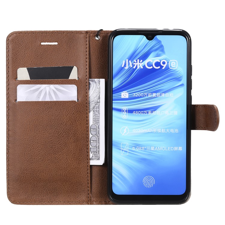 PU Leather + TPU Wallet Stand Phone Shell for Xiaomi Mi CC9e / Mi A3 - Brown-4