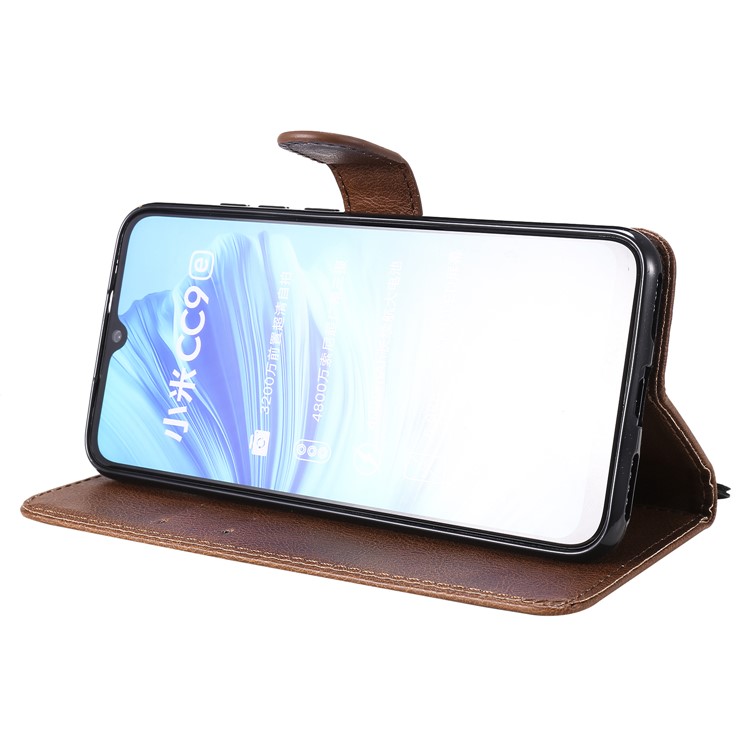 PU Leather + TPU Wallet Stand Phone Shell for Xiaomi Mi CC9e / Mi A3 - Brown-8