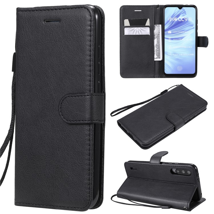 PU Leather + TPU Wallet Stand Phone Shell for Xiaomi Mi CC9e / Mi A3 - Black-1
