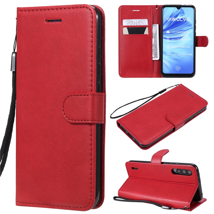PU Leather + TPU Wallet Stand Phone Shell for Xiaomi Mi CC9e / Mi A3 - Red-1