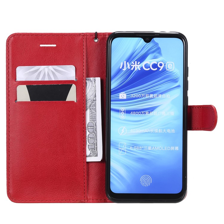 PU Leather + TPU Wallet Stand Phone Shell for Xiaomi Mi CC9e / Mi A3 - Red-4