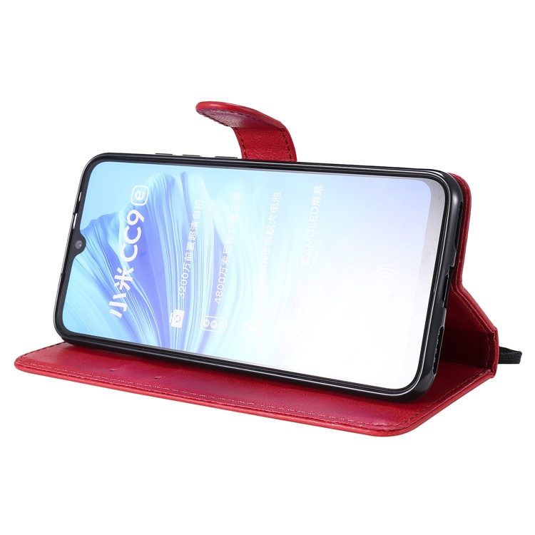 PU Leather + TPU Wallet Stand Phone Shell for Xiaomi Mi CC9e / Mi A3 - Red-8