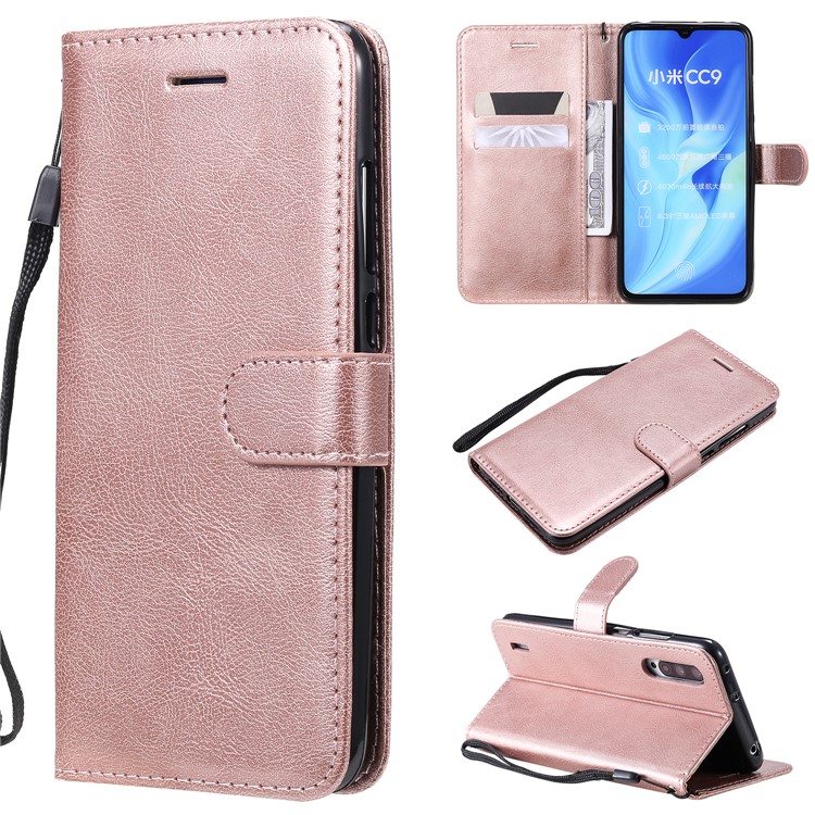 PU Leather + TPU Wallet Stand Phone Shell for Xiaomi Mi CC9 / Mi CC9 Meitu Edition / Mi 9 Lite - Rose Gold-1