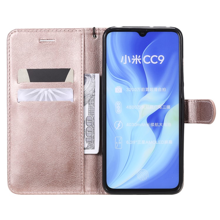 PU Leather + TPU Wallet Stand Phone Shell for Xiaomi Mi CC9 / Mi CC9 Meitu Edition / Mi 9 Lite - Rose Gold-4