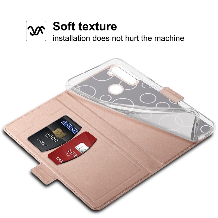 Magnetic Adsorption Stand Leather Phone Dual Card Slots Case for Xiaomi Redmi Note 8 - Rose Gold-10