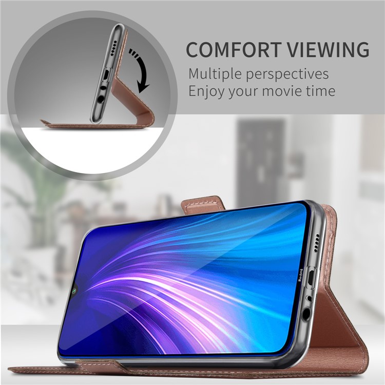 Magnetic Adsorption Stand Leather Phone Dual Card Slots Case for Xiaomi Redmi Note 8 - Rose Gold-3