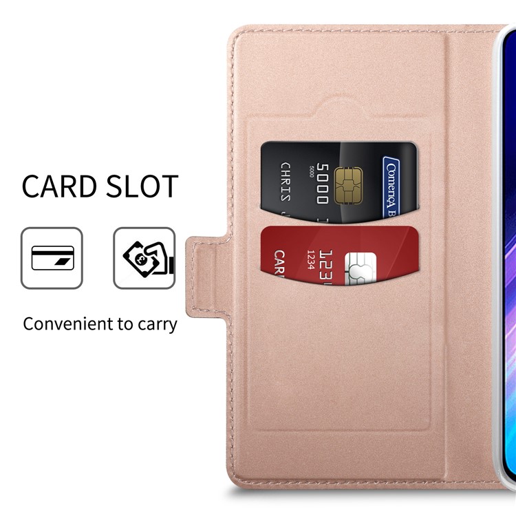 Magnetic Adsorption Stand Leather Phone Dual Card Slots Case for Xiaomi Redmi Note 8 - Rose Gold-6