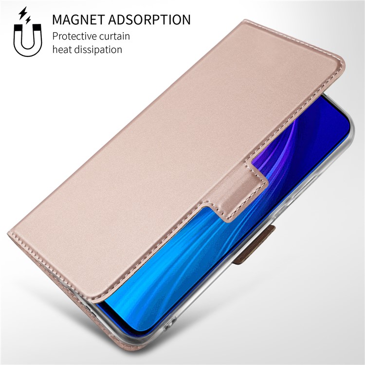 Magnetic Adsorption Stand Leather Phone Dual Card Slots Case for Xiaomi Redmi Note 8 - Rose Gold-7