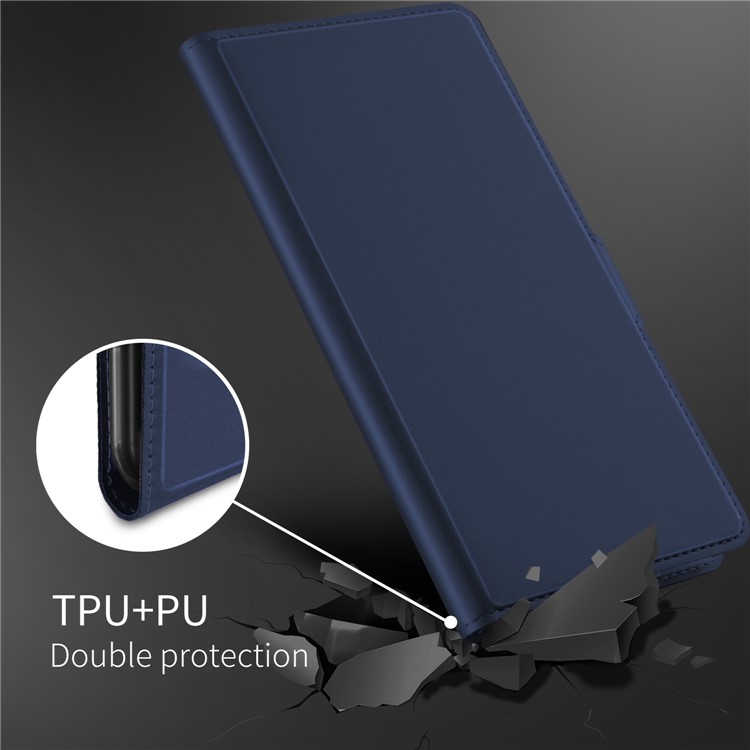 Magnetic Adsorption Stand Leather Phone Dual Card Slots Case for Xiaomi Redmi Note 8 - Blue-5