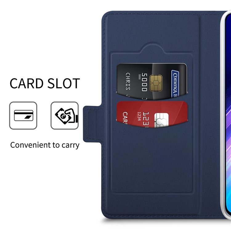 Magnetic Adsorption Stand Leather Phone Dual Card Slots Case for Xiaomi Redmi Note 8 - Blue-6