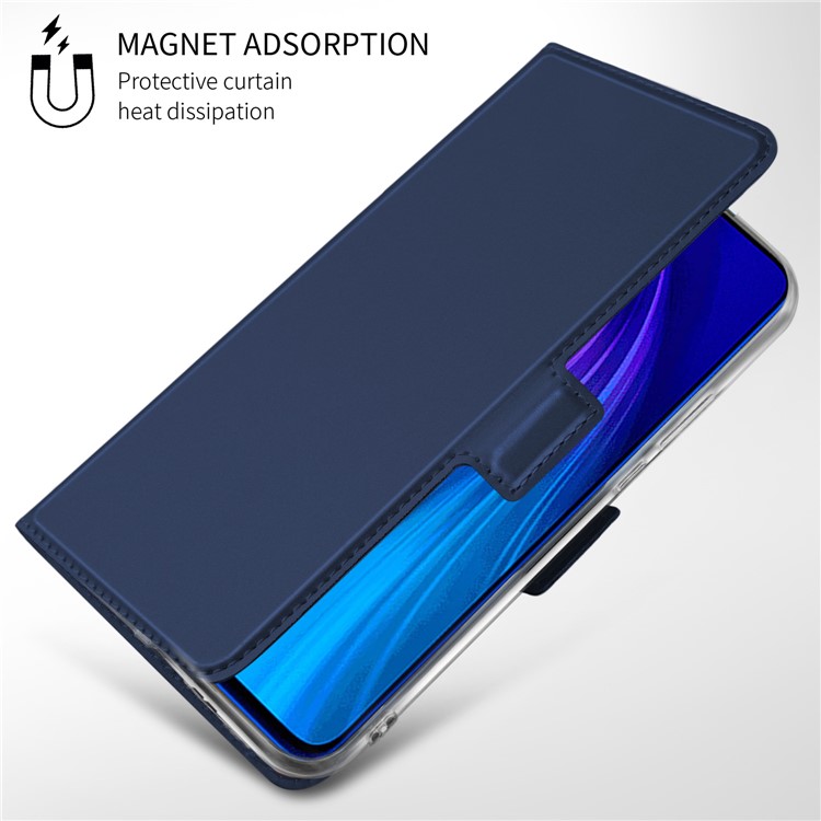 Magnetic Adsorption Stand Leather Phone Dual Card Slots Case for Xiaomi Redmi Note 8 - Blue-7