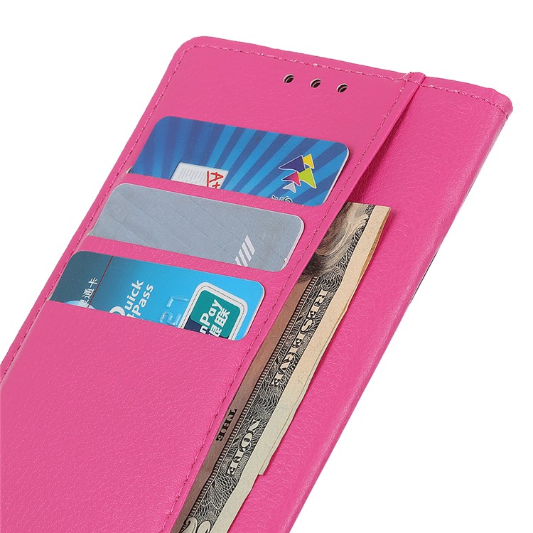 Litchi Skin Wallet Stand Leather Cover Case for Xiaomi Redmi Note 8 - Rose-9