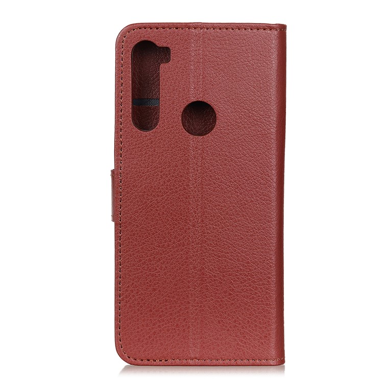 Litchi Skin Willet Stand Funcion de Cuero Para Xiaomi Redmi Note 8 - Marrón