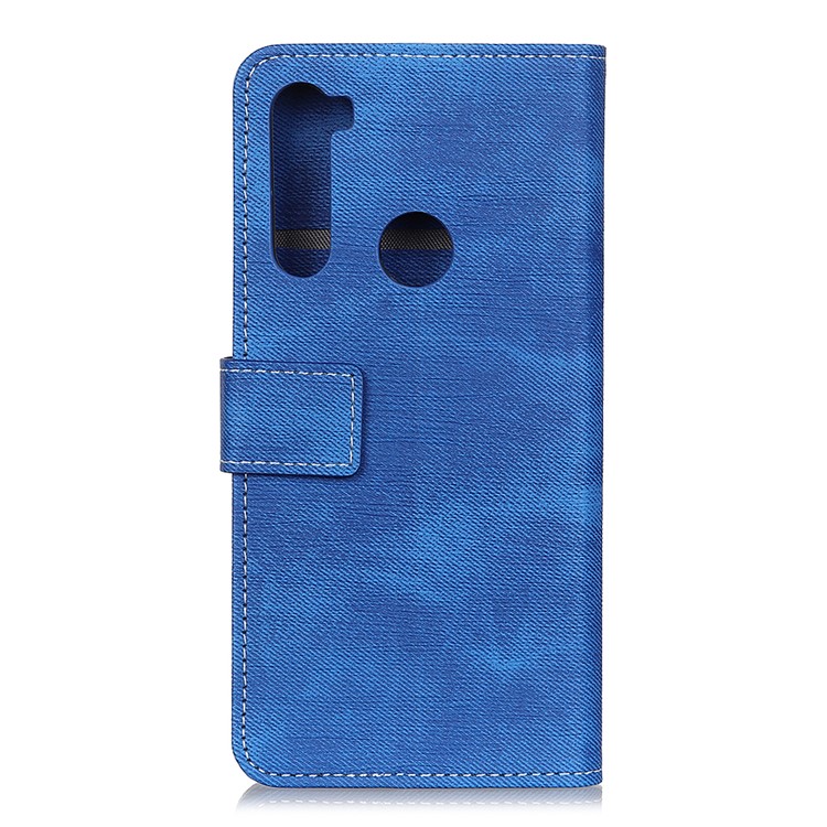 Jeans Cloth Wallet Stand Leather Phone Cover Shell for Xiaomi Redmi Note 8 - Blue-10