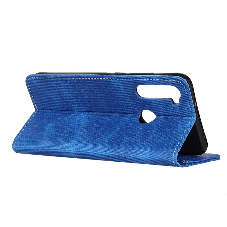 Jeans Cloth Wallet Stand Leather Phone Cover Shell for Xiaomi Redmi Note 8 - Blue-11