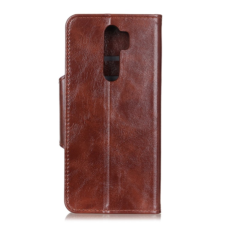 Magnetic Brass Clasp Wallet Stand Leather Shell Case for Xiaomi Redmi Note 8 Pro - Coffee-8