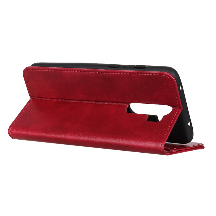 Auto-absorbed Litchi Split Leather Wallet Case Shell for Xiaomi Redmi Note 8 Pro - Red-8