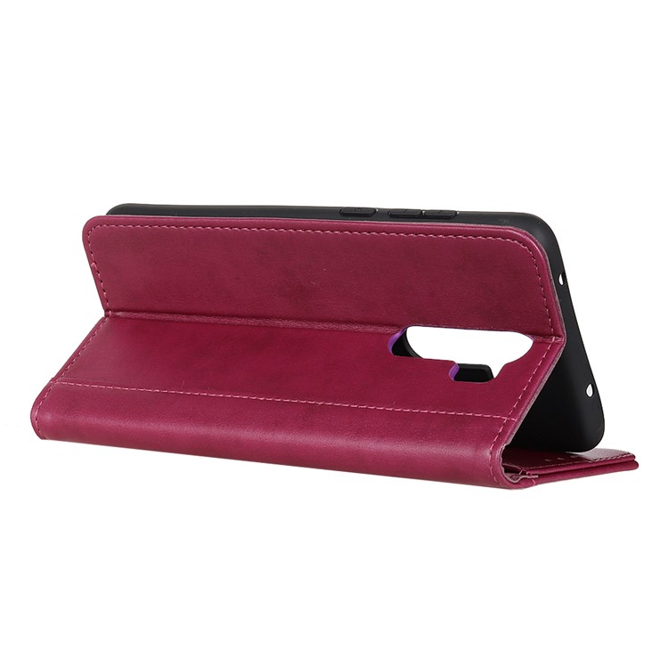 Wallet Leather Stand Cell Casing Shell for Xiaomi Redmi Note 8 Pro - Wine Red-11
