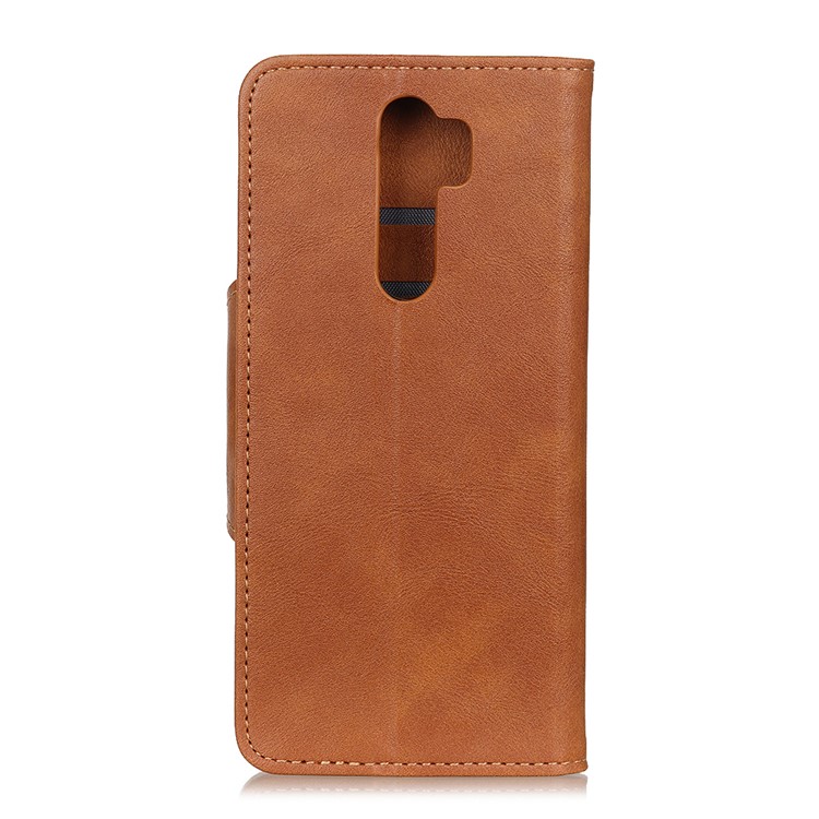 For Xiaomi Redmi Note 8 Pro Brass Magnetic Clasp Wallet Stand Leather Case Shell - Brown-10