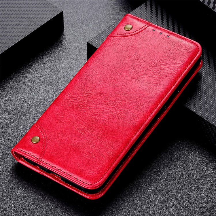 Crazy Horse Skin Auto-absorbed Split Leather Wallet Case for Xiaomi Redmi Note 8 - Red-9