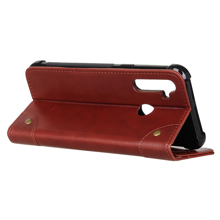 Crazy Horse Skin Auto-absorbed Split Leather Wallet Case for Xiaomi Redmi Note 8 - Brown-8