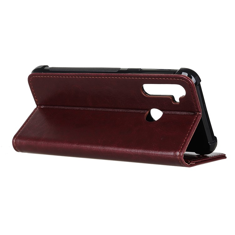 Crazy Horse Leather Wallet Case Cover for Xiaomi Redmi Note 8 - Brown-3