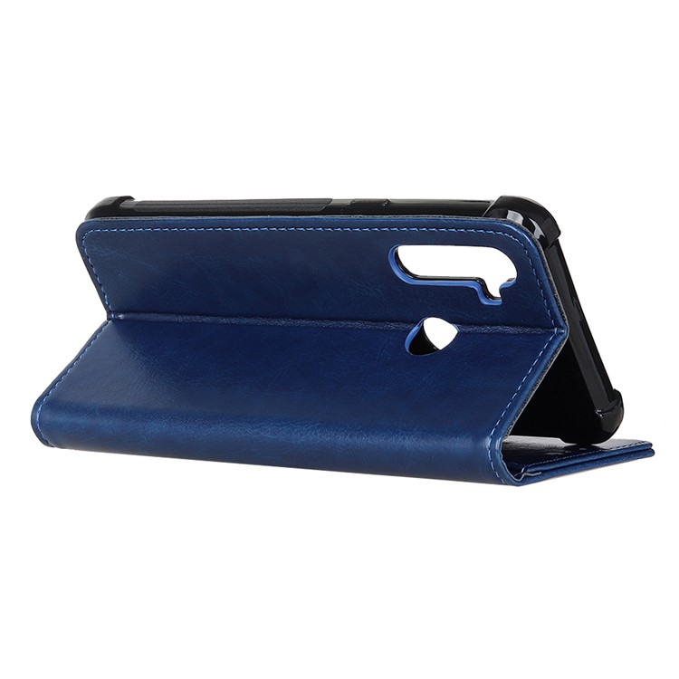 Crazy Horse Leather Wallet Case Cover for Xiaomi Redmi Note 8 - Blue-3