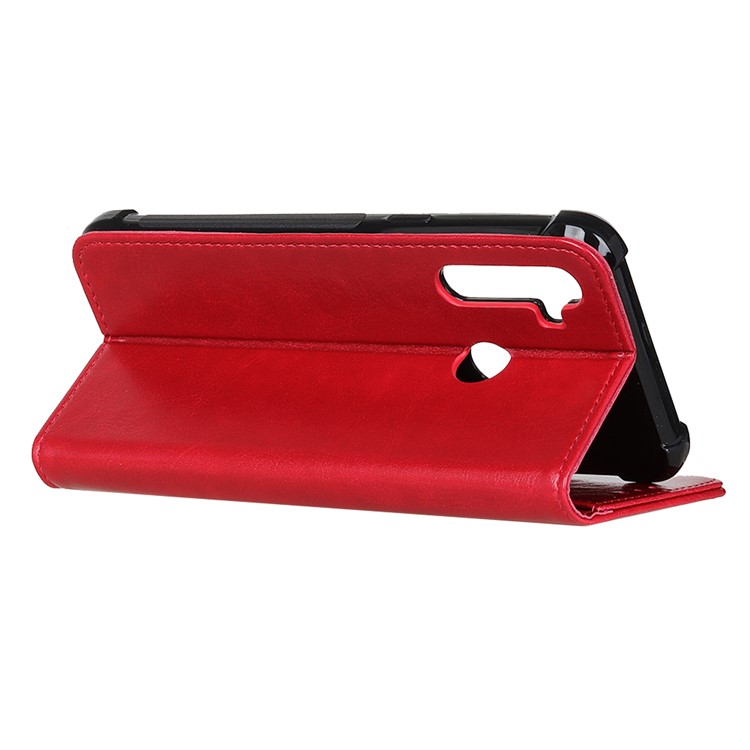 Crazy Horse Leather Wallet Case Cover for Xiaomi Redmi Note 8 - Red-3