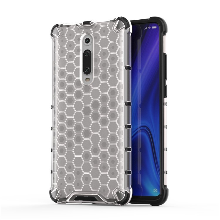 Modèle en Nid D'abeille TPU + PC Hybrid Aborde du Téléphone Pour Amortir Pour Xiaomi Redmi K20 / Redmi K20 Pro / mi 9t / mi 9t Pro - Blanche