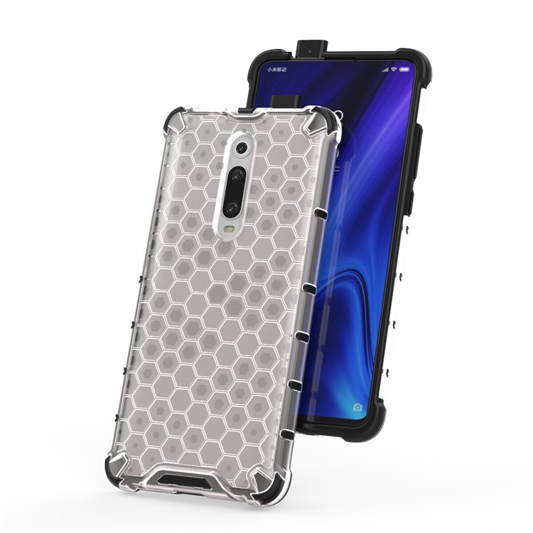 Modèle en Nid D'abeille TPU + PC Hybrid Aborde du Téléphone Pour Amortir Pour Xiaomi Redmi K20 / Redmi K20 Pro / mi 9t / mi 9t Pro - Blanche