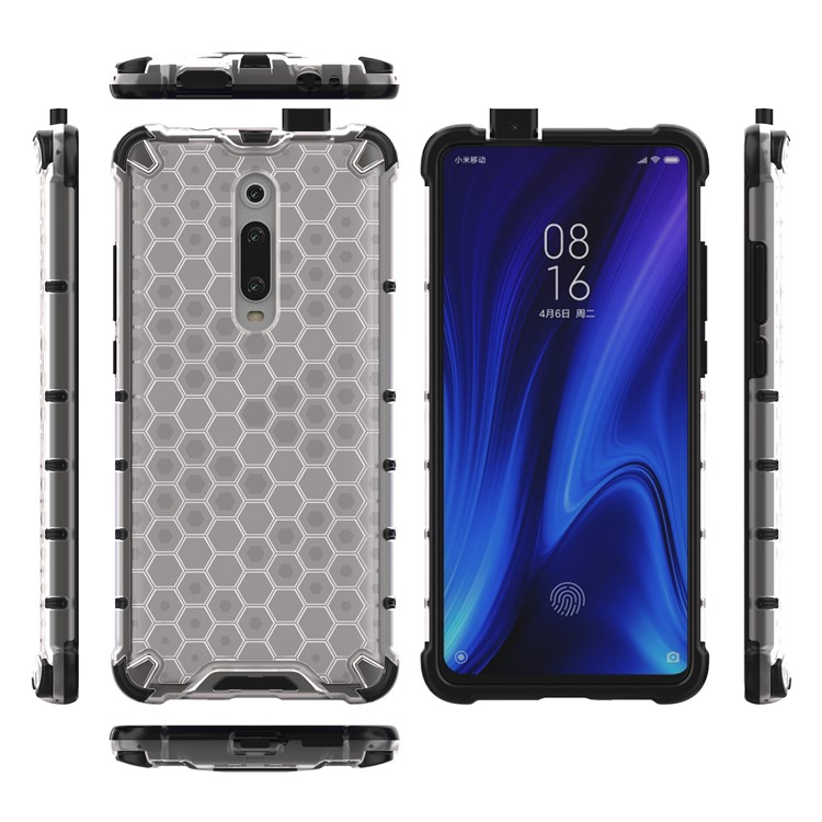 Modèle en Nid D'abeille TPU + PC Hybrid Aborde du Téléphone Pour Amortir Pour Xiaomi Redmi K20 / Redmi K20 Pro / mi 9t / mi 9t Pro - Blanche