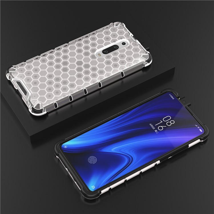 Modèle en Nid D'abeille TPU + PC Hybrid Aborde du Téléphone Pour Amortir Pour Xiaomi Redmi K20 / Redmi K20 Pro / mi 9t / mi 9t Pro - Blanche